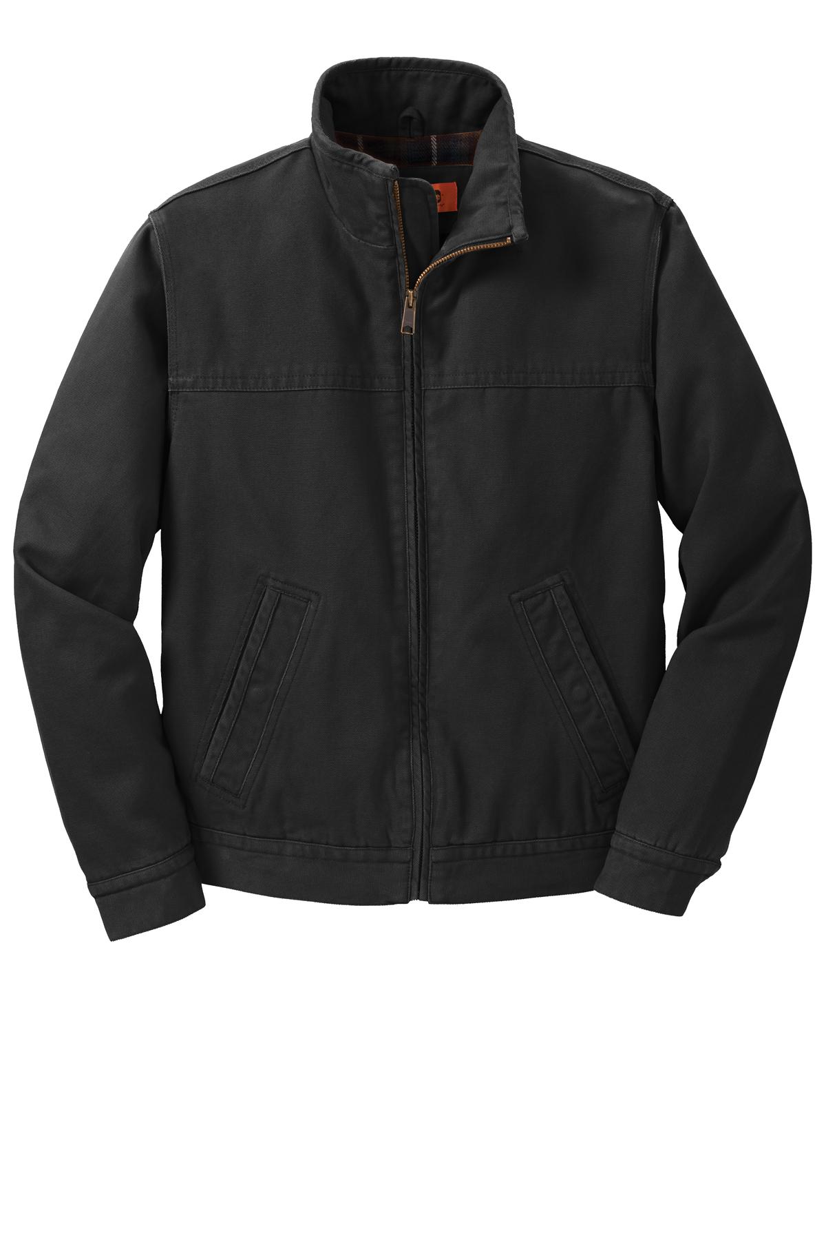 Front View of Black CornerStone Washed Duck Cloth Flannel-Lined Work Jacket. CSJ40 plain