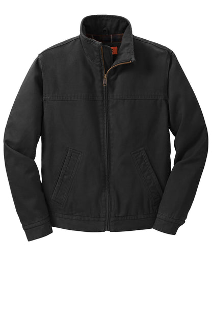 Front View of Black CornerStone Washed Duck Cloth Flannel-Lined Work Jacket. CSJ40 plain