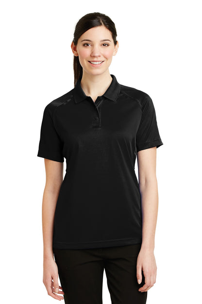 Front View of Black CornerStone Women's Select Snag-Proof Tactical Polo. CS411 plain