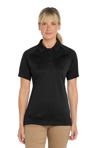 Front View of Black CornerStone Women's Select Snag-Proof Tactical Polo. CS411 plain