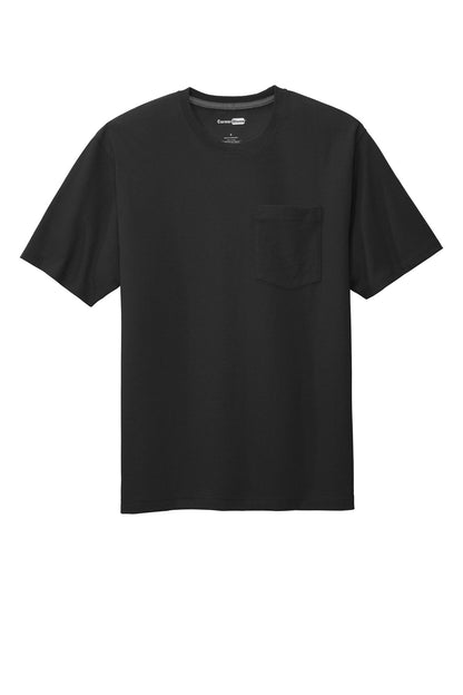 Front View of Black CornerStone Workwear Pocket Tee CS430 plain