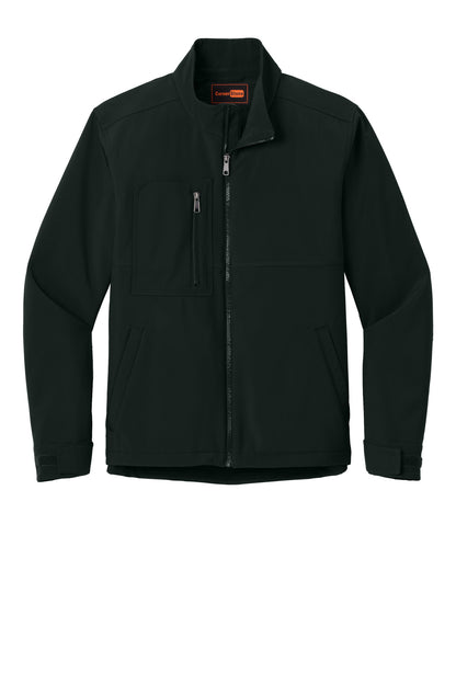 Front View of Black CornerStone Workwear Soft Shell CSJ70 plain