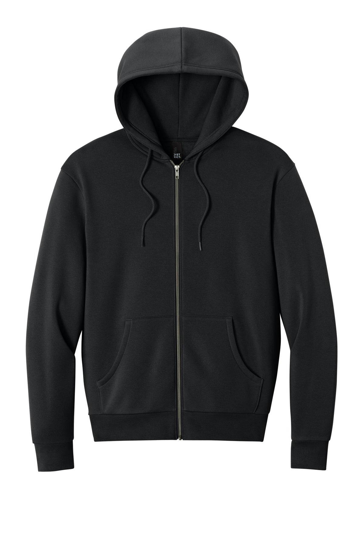Front View of Black District MelloFleece Full-Zip Hoodie DT6702 plain