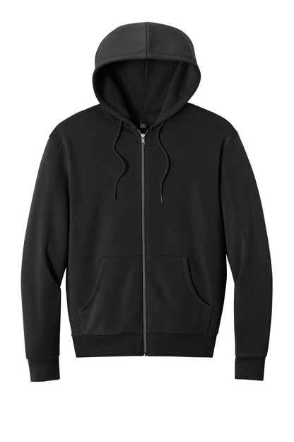 Front View of Black District MelloFleece Full-Zip Hoodie DT6702 plain