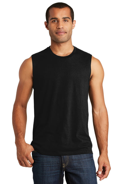 Front View of Black District V.I.T Muscle Tank DT6300 plain
