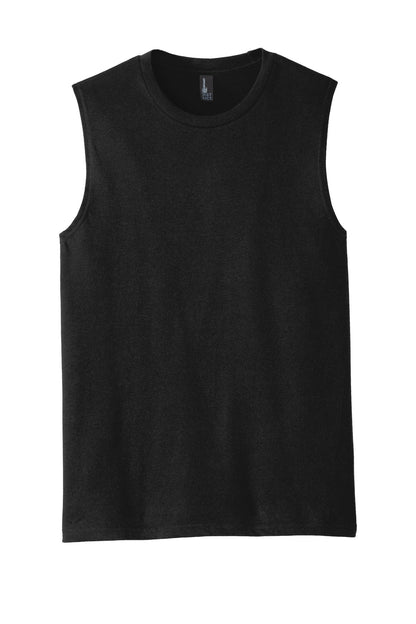 Front View of Black District V.I.T Muscle Tank DT6300 plain