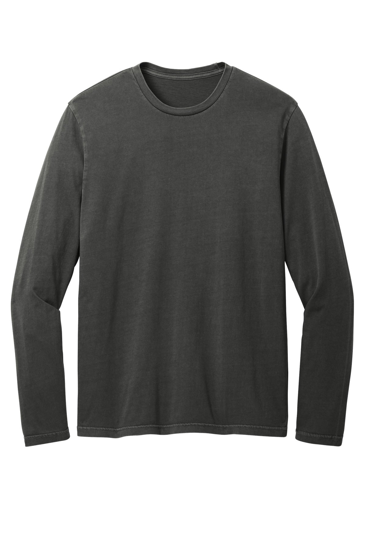 Front View of Black District Wash Long Sleeve Tee DT2103 plain