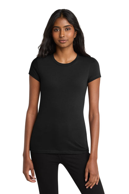 Front View of Black District Women's Fitted Very Important Tee . DT6001 plain