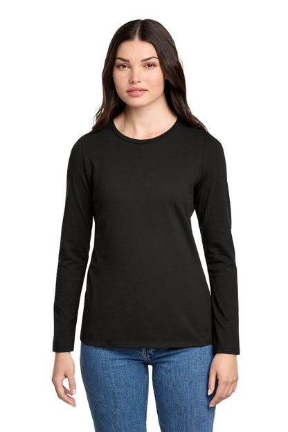 Front View of Black District Women's Perfect Blend CVC Long Sleeve Tee DT110 plain