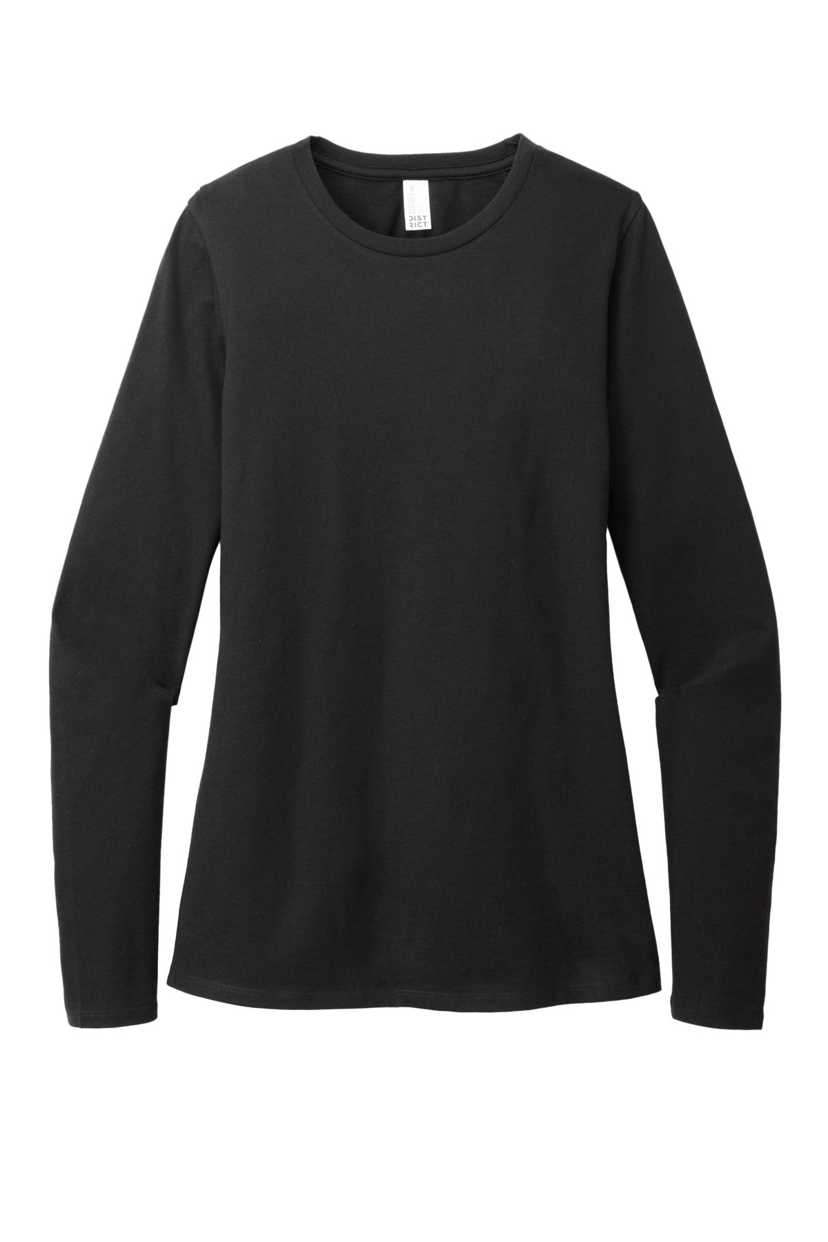 Front View of Black District Women's Perfect Blend CVC Long Sleeve Tee DT110 plain
