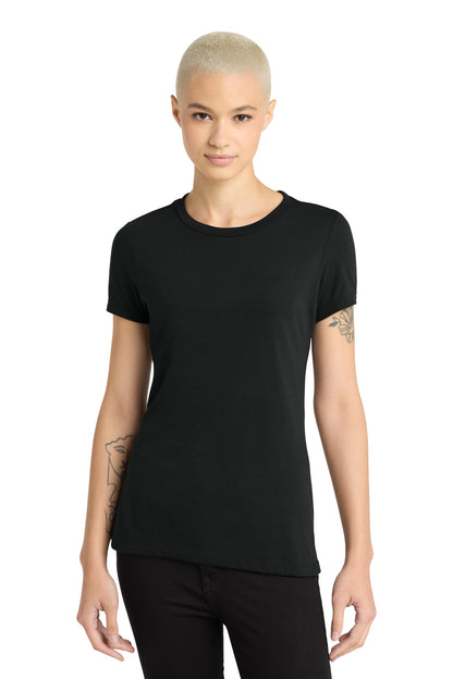 Front View of Black District Women's Perfect Blend CVC Tee. DM108L plain