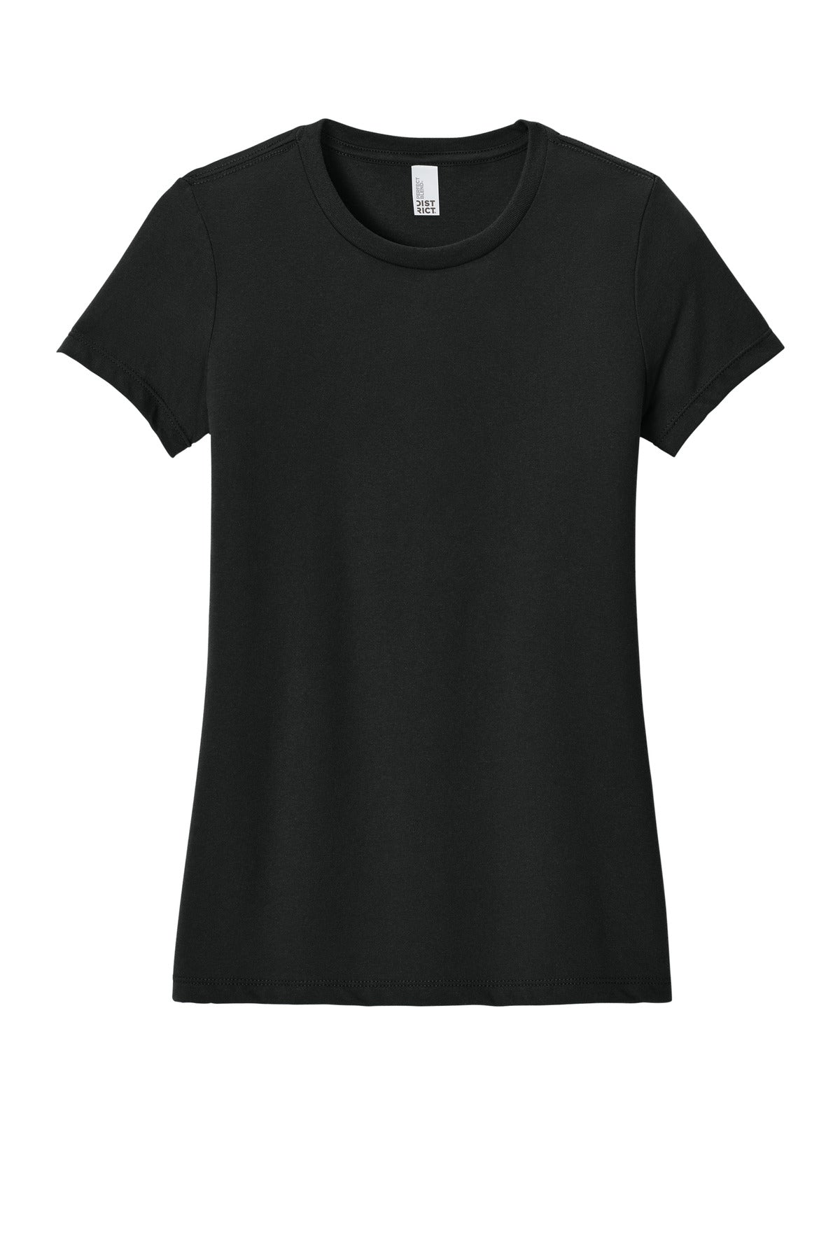 Front View of Black District Women's Perfect Blend CVC Tee. DM108L plain