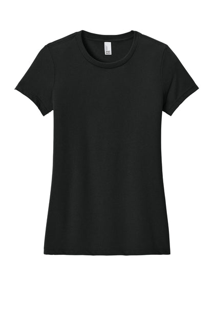 Front View of Black District Women's Perfect Blend CVC Tee. DM108L plain