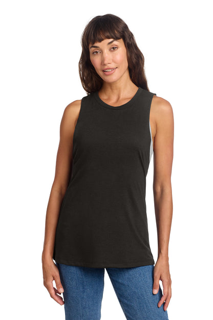Front View of Black District Women's Perfect Tri Muscle Tank DT153 plain