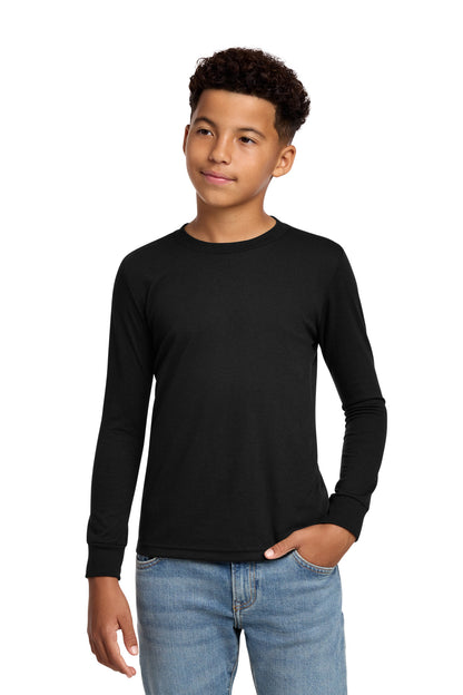 Front View of Black District Youth Perfect Tri Long Sleeve Tee DT132Y plain