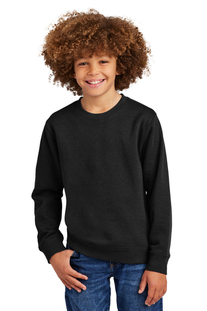 Front View of Black District Youth V.I.T. Fleece Crew DT6104Y plain