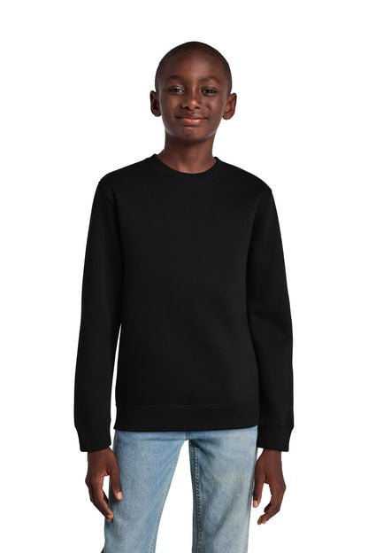 Front View of Black District Youth V.I.T. Fleece Crew DT6104Y plain