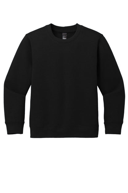Front View of Black District Youth V.I.T. Fleece Crew DT6104Y plain