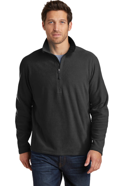 Front View of Black Eddie Bauer 1/2-Zip Microfleece Jacket. EB226 plain