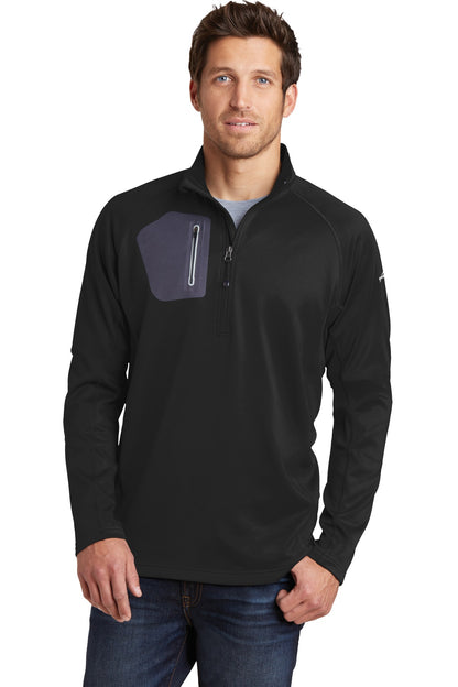Front View of Black Eddie Bauer 1/2-Zip Performance Fleece. EB234 plain