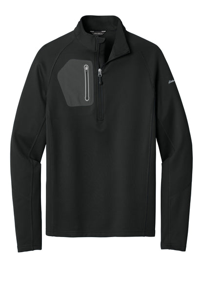 Front View of Black Eddie Bauer 1/2-Zip Performance Fleece. EB234 plain