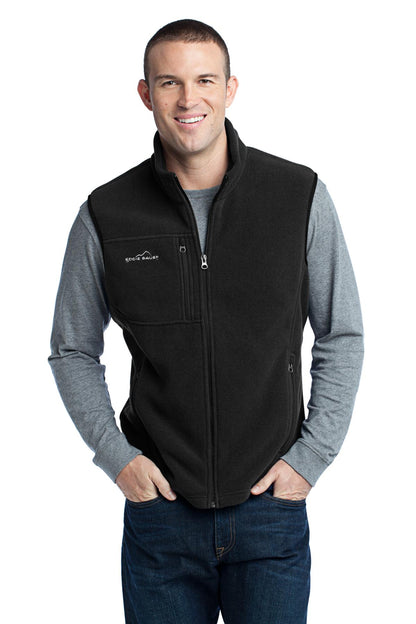 Front View of Black Eddie Bauer - Fleece Vest. EB204 plain