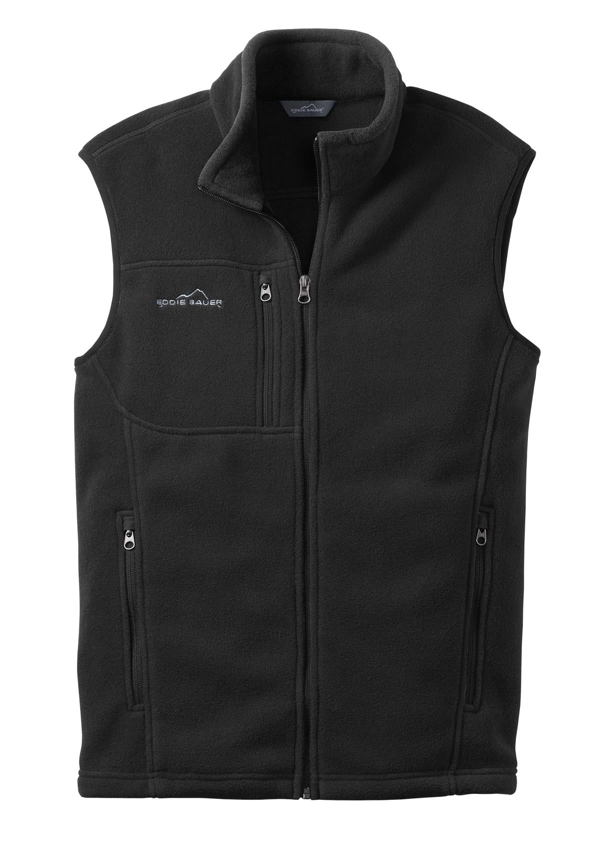 Front View of Black Eddie Bauer - Fleece Vest. EB204 plain