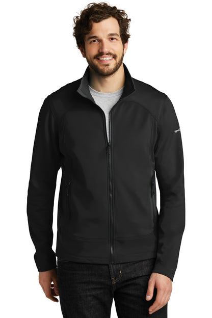 Front View of Black Eddie Bauer Highpoint Fleece Jacket. EB240 plain