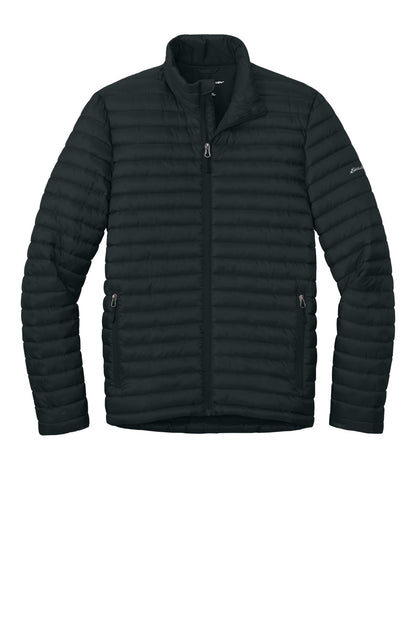 Front View of Black Eddie Bauer Packable Quilted Full-Zip EB514 plain