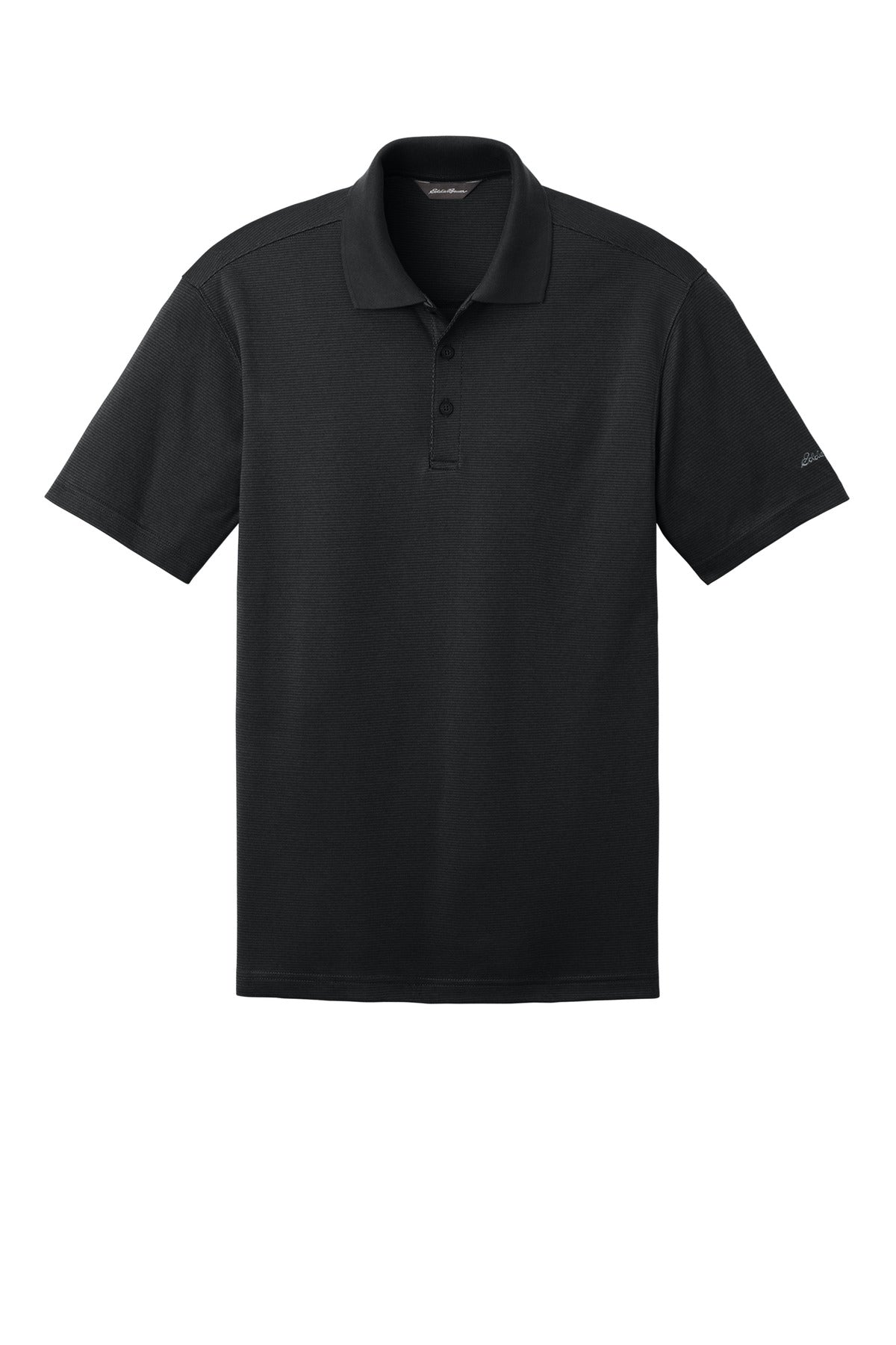 Front View of Black Eddie Bauer Performance Polo. EB102 plain
