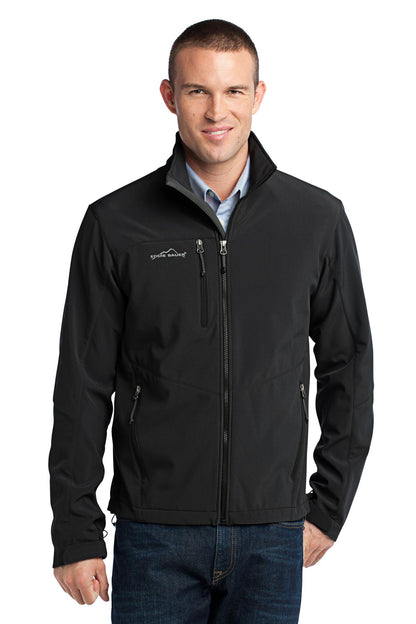 Front View of Black Eddie Bauer - Soft Shell Jacket. EB530 plain