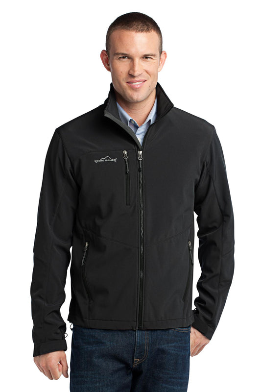 Front View of Black Eddie Bauer - Soft Shell Jacket. EB530 plain