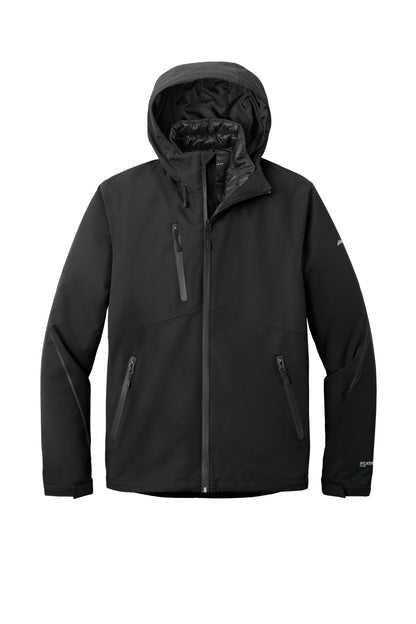 Front View of Black Eddie Bauer WeatherEdge Plus 3-in-1 Jacket. EB556 plain