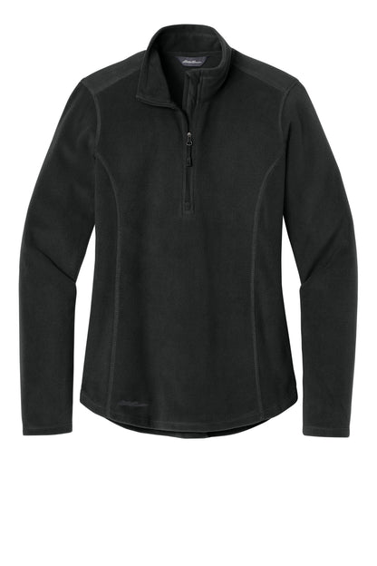 Front View of Black Eddie Bauer Women's 1/2-Zip Microfleece Jacket EB227 plain