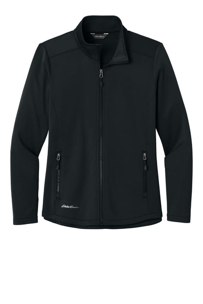 Front View of Black Eddie Bauer Women's Smooth Mid Layer Fleece Full-Zip EB2470 plain