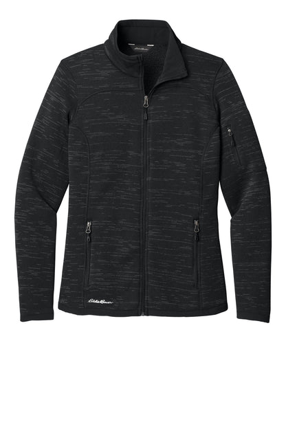 Front View of Black Eddie Bauer Women's Sweater Fleece Full-Zip. EB251 plain