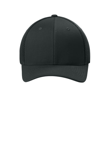 Front View of Black Flexfit Ultrafiber Airmesh Cap FF6533 plain