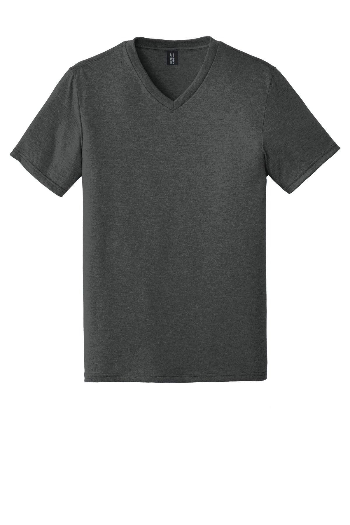 Front View of Black Frost District Perfect Tri V-Neck Tee. DT1350 plain
