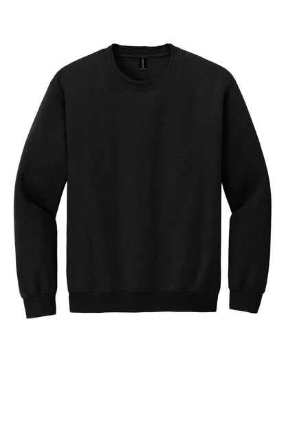 Front View of Black Gildan Heavy Blend Crewneck Sweatshirt. 18000 plain