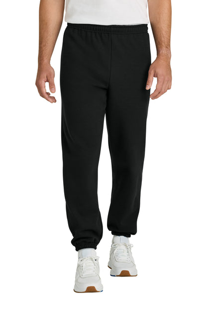 Front View of Black Gildan Heavy Blend Sweatpant. 18200 plain