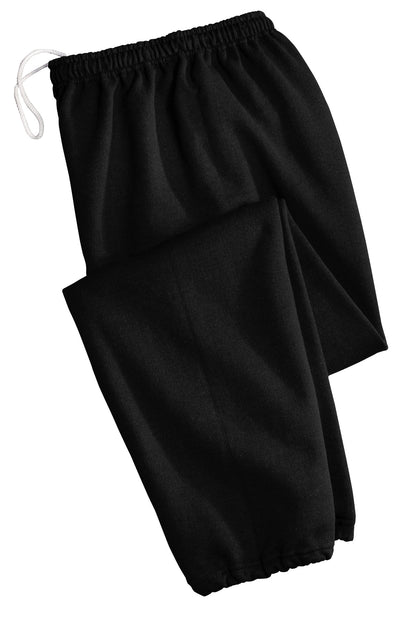 Front View of Black Gildan Heavy Blend Sweatpant. 18200 plain