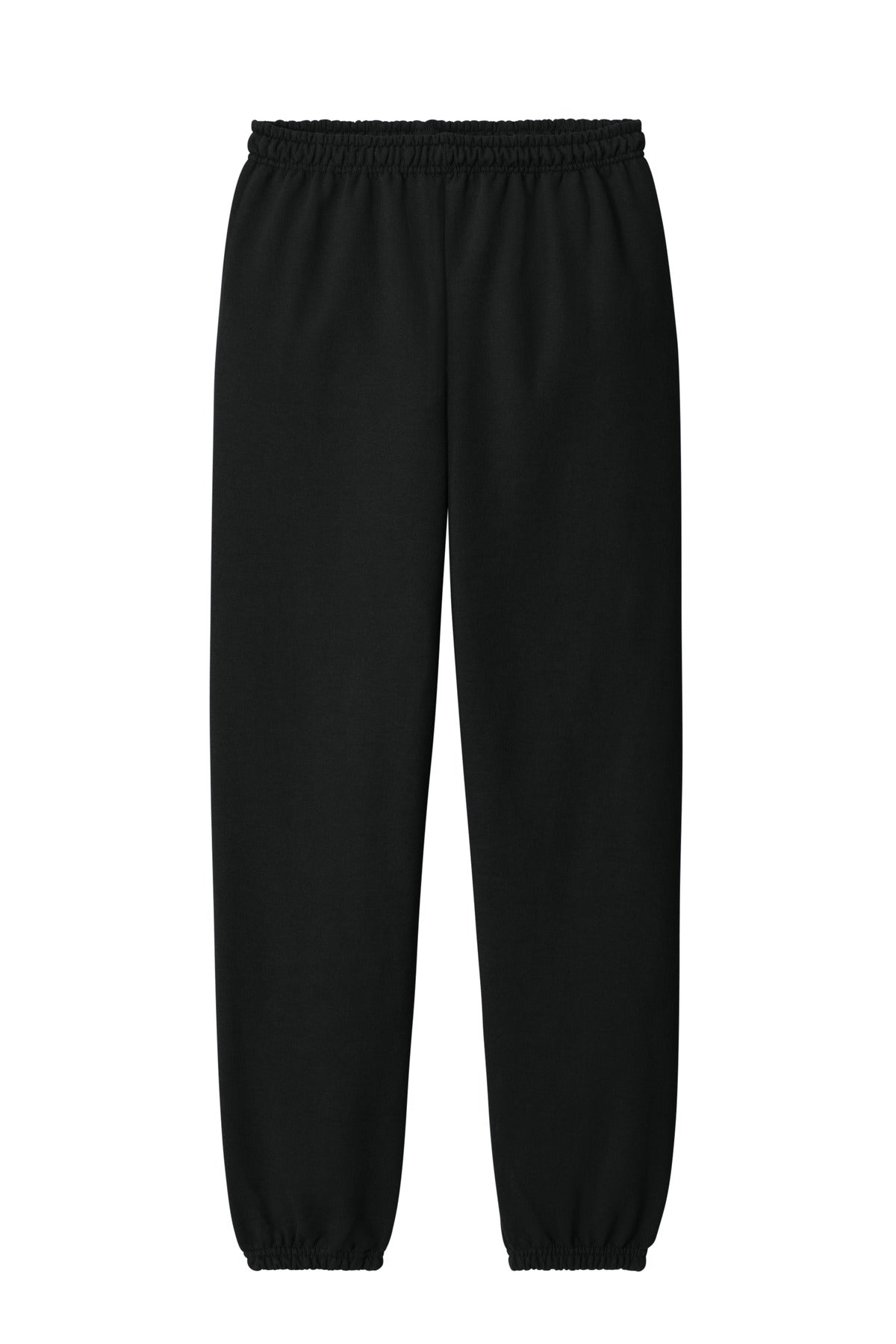Front View of Black Gildan Heavy Blend Sweatpant. 18200 plain