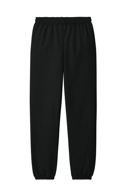 Front View of Black Gildan Heavy Blend Sweatpant. 18200 plain