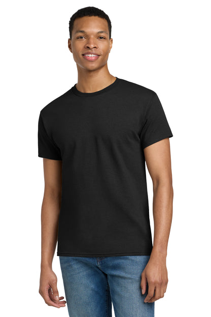 Front View of Black Gildan Tall 100% US Cotton T-Shirt 2000T plain