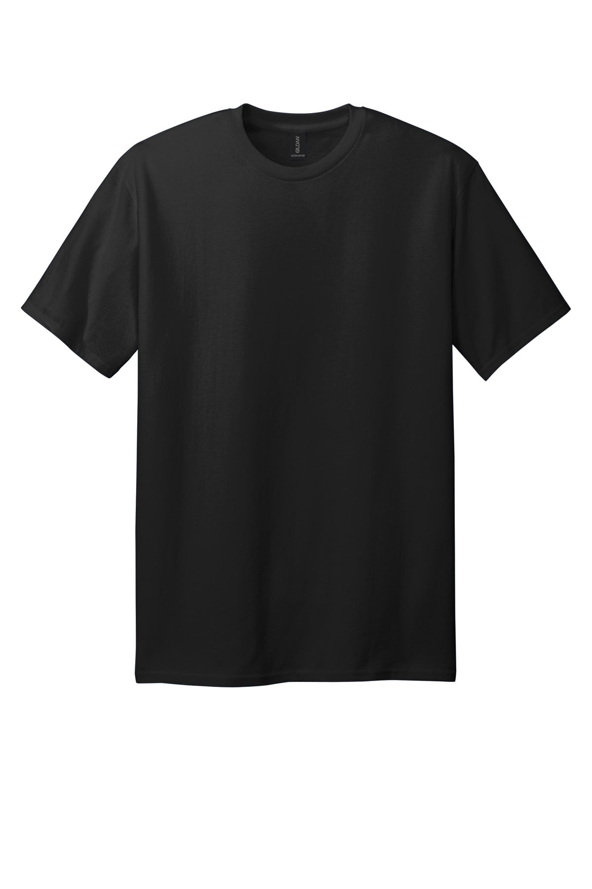 Front View of Black Gildan Tall 100% US Cotton T-Shirt 2000T plain