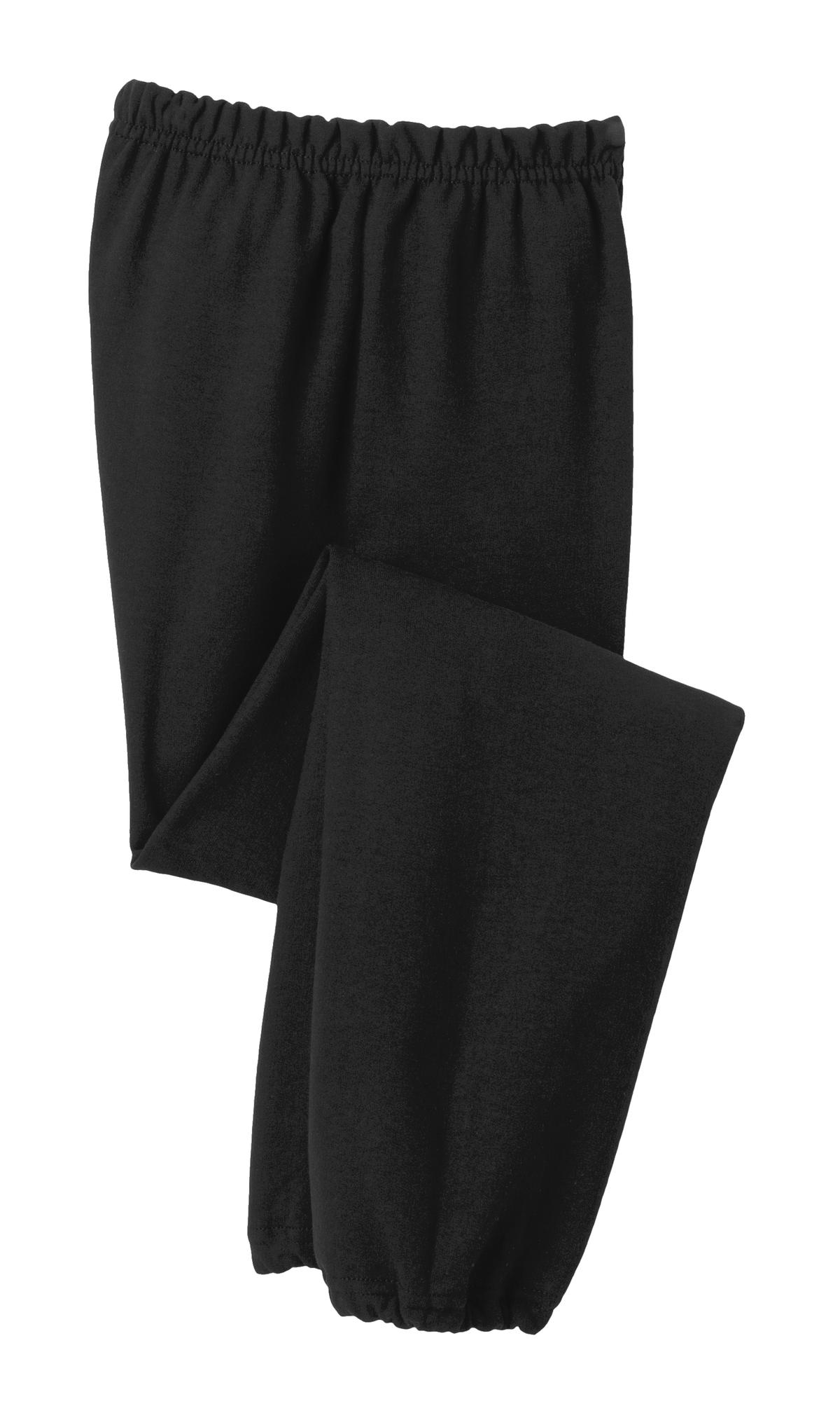 Front View of Black Gildan Youth Heavy Blend Sweatpant. 18200B plain
