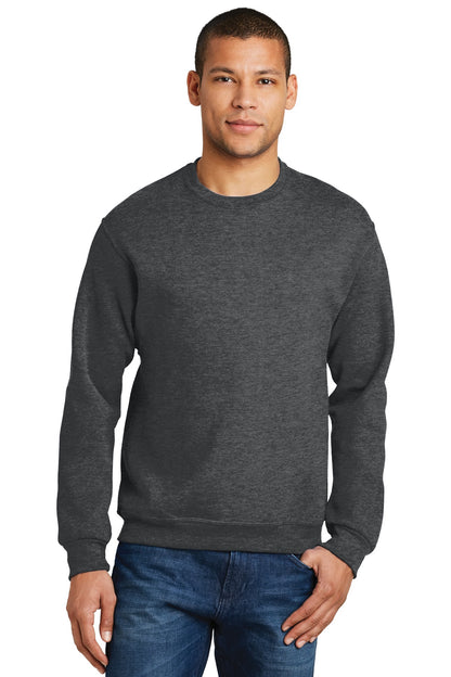 Front View of BLACK HEATHER Jerzees - NuBlend Crewneck Sweatshirt. 562M plain