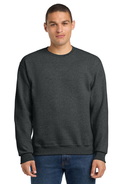 Front View of BLACK HEATHER Jerzees - NuBlend Crewneck Sweatshirt. 562M plain