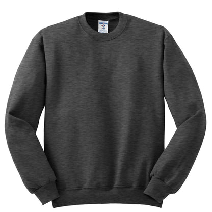 Front View of BLACK HEATHER Jerzees - NuBlend Crewneck Sweatshirt. 562M plain