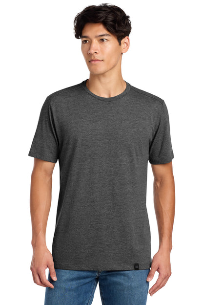 Front View of Black Heather New Era Heritage Blend Crew Tee. NEA100 plain